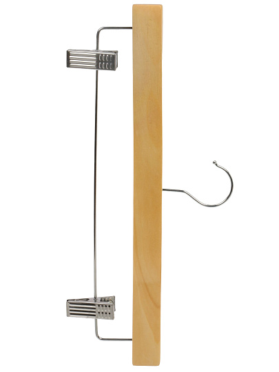 Вешалка для брюк, 34 см, натуральное дерево, с клипсами, Марья Искусница