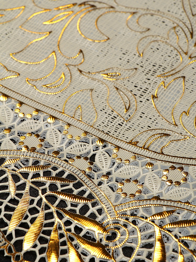 Салфетка для стола ПВХ, 30х46 см, овал, Grace, Лейс, золото, LO-1007A