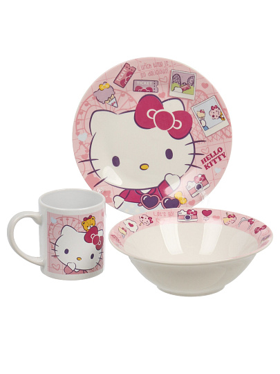 Набор детской посуды фарфор, 3 шт, Hello Kitty, подарочная упаковка, 311009