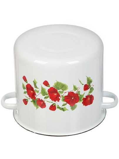 Кастрюля эмалированная сталь, 5.5 л, крышка сталь, пластиковая кнопка, цилиндрическая, Сибирские товары, С1617.39