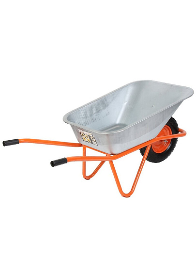 Тачка строительная одноколесная, металл, 200 кг, 100 л, 0.7 мм, втулка D12 мм, PR 4.00х8, БТМ, 27205 (WB5009М1/100/ БТМ)