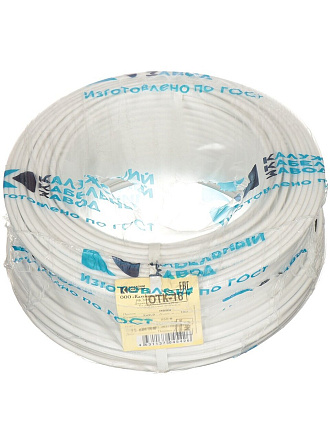 Провод ПУНП, 2х2.5 мм², 100 м, медь, ПуВВ, ПБПП, ПУНП, ПБВВ, ГОСТ, белый, ККЗ, 00-00000571