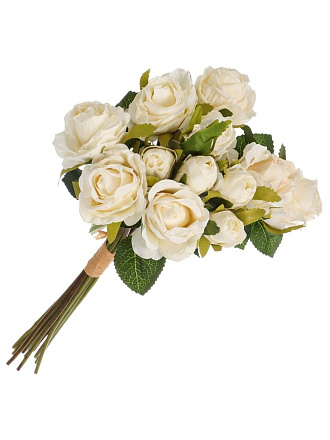 Цветок искусственный декоративный Роза букет, 36 см, белый, Y6-10410