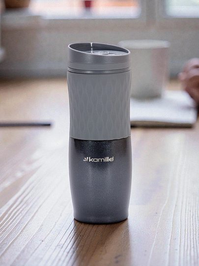 Термокружка нержавеющая сталь, 0.5 л, Kamille, колба нержавеющая сталь, TPR-вставка, в ассортименте, 2047