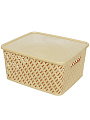 Корзина для хранения, 35х29х17.5 см, прямоугольная, плетеная, пластик, бежевая, с крышкой, Альтернатива, Плетенка, М3557 - фото 3