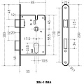 Замок врезной Аллюр, ЗВ4-1/58A AB, 7159, ручка в комплекте, без механизма, автомат для калиток, старая бронза - фото 4