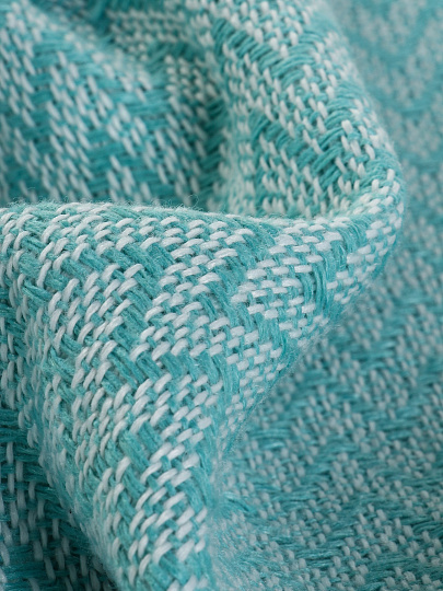 Плед 1.5-спальный, 140х200 см, 50% хлопок, 30% полиэстер, 20% пан, Vladi, Валенсия Антонио, бело-мятный