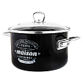 Кастрюля эмалированная сталь, 4 л, с крышкой, крышка стекло, Appetite, Maison, 1SD205S, черная, индукция - фото 3