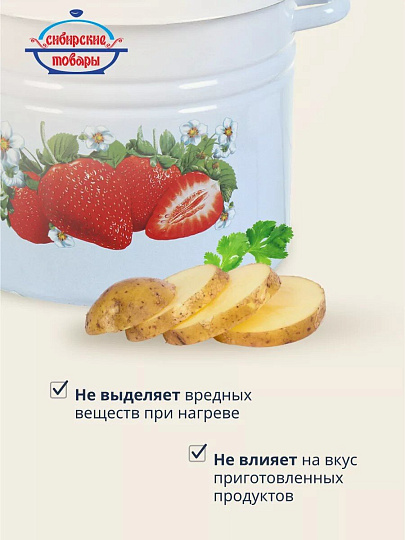 Кастрюля эмалированная сталь, 14 л, крышка сталь, с декором, цилиндрическая, Сибирские товары, С1626.з/П/СГ, зеленый рябчик,палевый, серо-голубой