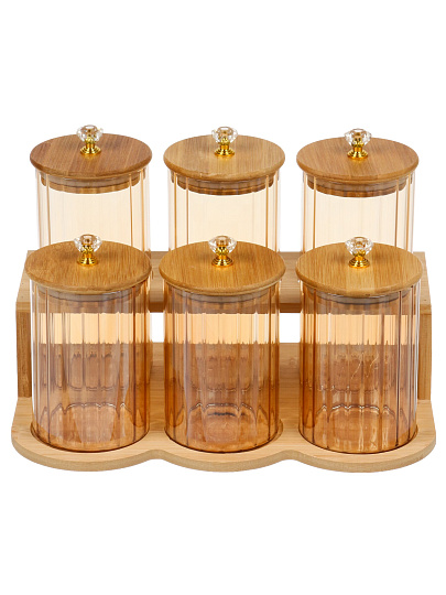 Банка для сыпучих продуктов, стекло, с крышкой, 0.5 л 3 шт, 0.7 л 3 шт, Barouge, BC-007(SET)