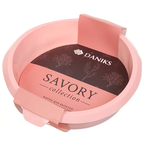 Форма для запекания силикон, 25.5х6.5 см, круглая, розовая, Daniks, Savory, Y4-4968