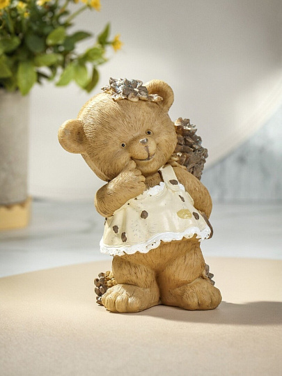 Фигурка декоративная Мишка с букетом, 14.5 см, Y6-2242