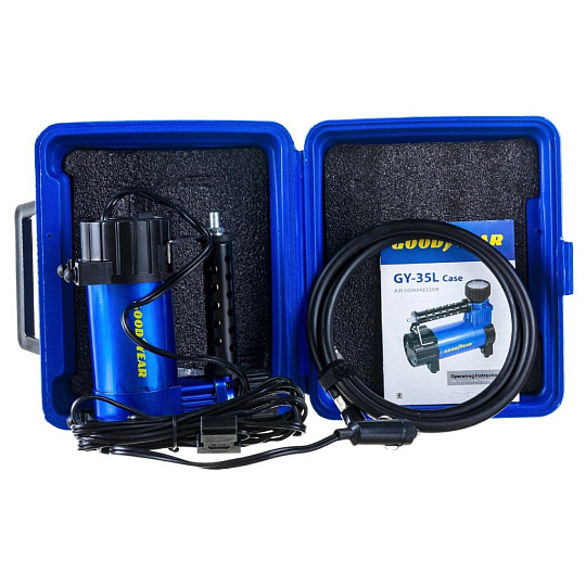 Компрессор автомобильный Goodyear, GY-35L, 35 л/мин, 12 В, 7 атм, 168 Вт, съемный шланг, кейс, GY000115