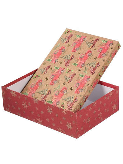 Коробка подарочная картон, 35х25х10 см, в ассортименте, Новый год, A470109