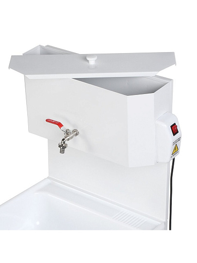 Умывальник металл, с водонагревателем, пластик, с мойкой 40х50, 17 л, белый