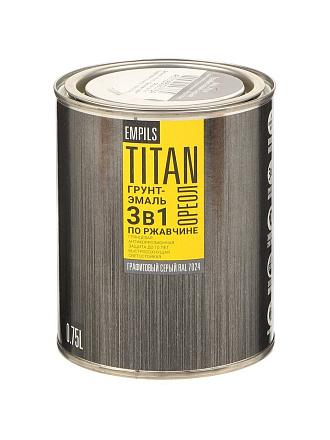 Грунт-эмаль Ореол, Титан, по ржавчине, алкидная, глянцевая, серый графит, RAL 7024, 0.75 кг