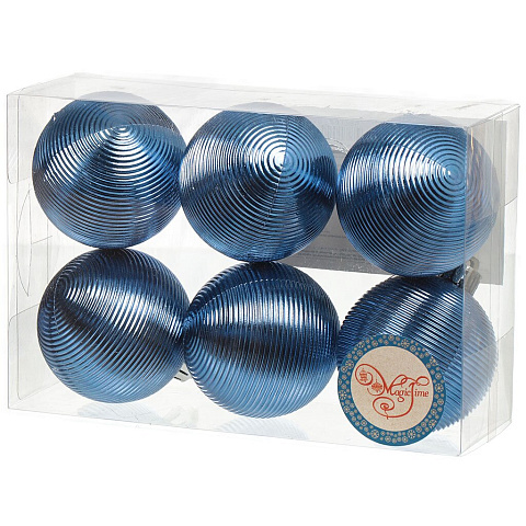 Елочный шар Гипноз, 6 шт, синий, 6 см, полистирол, 78875