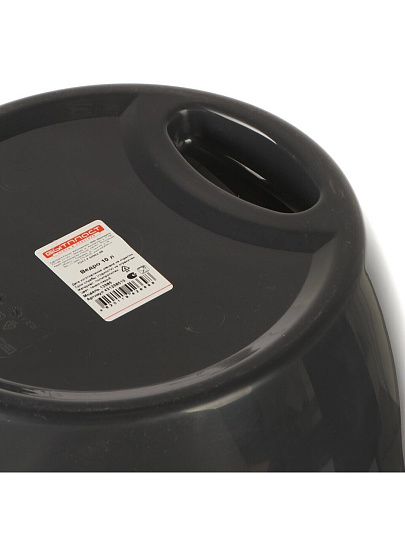 Ведро пластик, 10 л, темно-серое, хозяйственное, со сливом, Бытпласт, 431258515