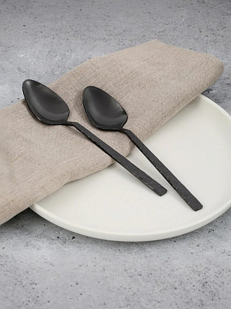 Ложка нержавеющая сталь, 2 предмета, столовая, Domenik, Rock Black, DMC031