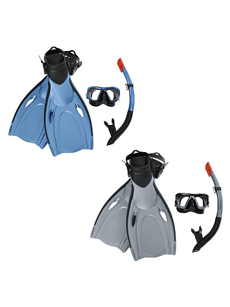 Набор для плавания маска, трубка, ласты, в ассортименте, 14, пластик, 37.5-41, Bestway, BlackSea, 25044