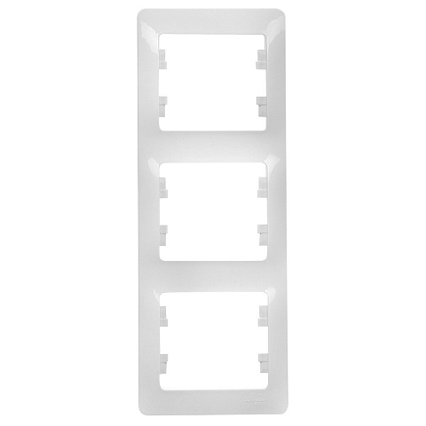 Рамка трехпостовая, вертикальная, полипропилен, белая, 10 А, Schneider Electric, Glossa, GSL000107