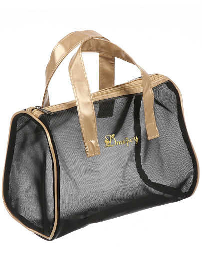 Косметичка 27х15х19 см, черно-золот, A080081, с ручками, молния