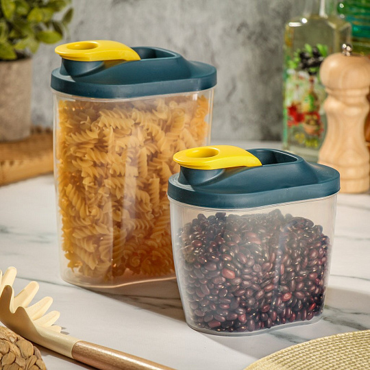 Банка для сыпучих продуктов, пластик, 1.5 л, с крышкой, Y4-7216