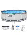 Бассейн каркасный Bestway, 427х122 см, Steel Pro Max, 5612X, фильтр-насос, лестница, тент, 15232 л - фото 9