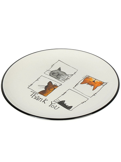 Тарелка доломит, 21х21х2.3 см, круглая, Cats, Daniks