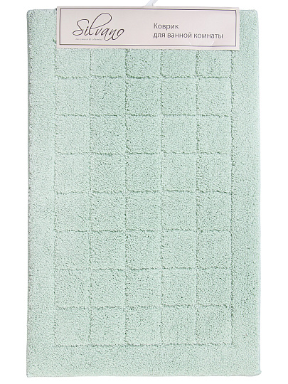 Коврик для ванной, 0.5х0.8 м, полиэстер, серо-голубой, Silvano, Клетка, Y4-11462