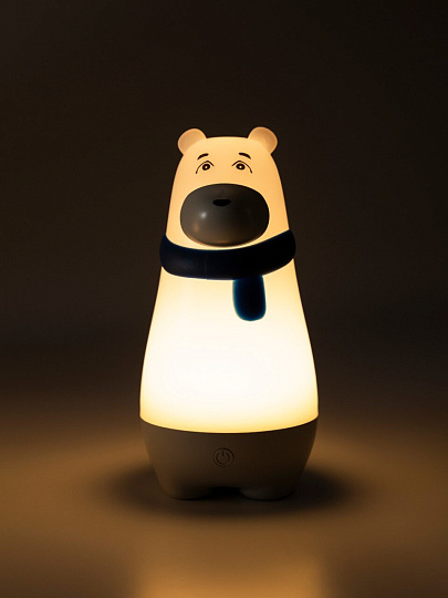 Светильник-ночник JazzWay, Мишка, настольный, пластик, 4.1 Вт, с выключателем, 3000К, синий, 5061248