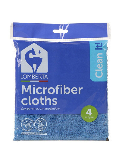 Набор салфеток для уборки, микрофибра, 4 шт, Lomberta, 721604
