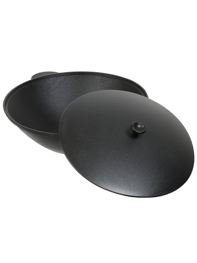 Сковорода-вок чугун, 30 см, Камская посуда, с крышкой, 4 л, индукция, вок49