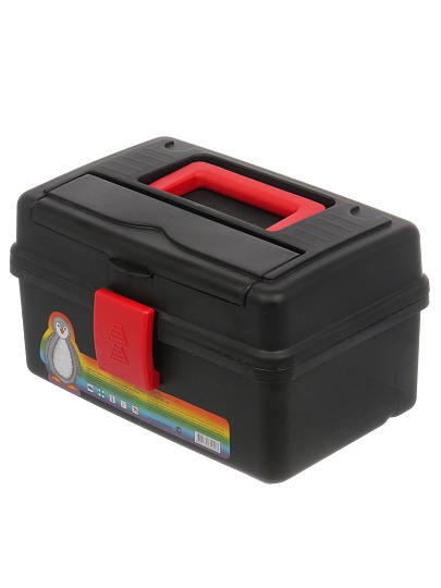 Ящик для инструментов, 25х16х15 см, полипропилен, Bartex, Т-25, пластиковый замок, мини, черный, 610447