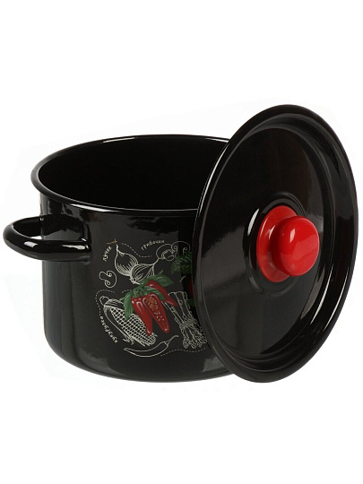 Кастрюля эмалированная сталь, 4.5 л, крышка сталь, СтальЭмаль, Помидорки, 1с17с, индукция