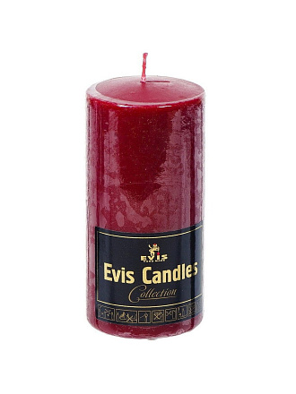 Свеча декоративная, 12х6 см, цилиндр, бордовая, Evis, 1381540300