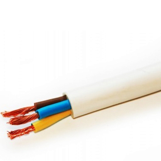 Кабель ПВС, 3х2.5 мм², 100 м, медь, гибкий, соединительный, ГОСТ, белый, Рыбинский КЗ