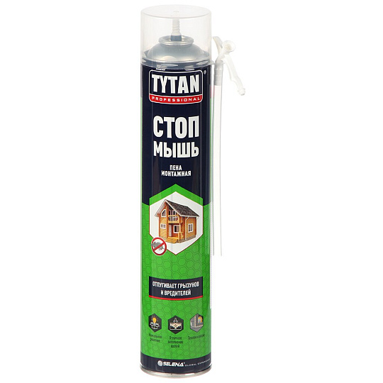 Пена монтажная Tytan, Стоп мышь, бытовая, 35 л, 750 мл, летняя, 18028