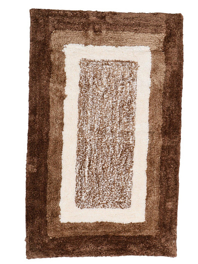 Коврик для ванной, 0.5х0.8 м, микрофибра, коричневая рамка, Silvano, Лиона, BM-9370-A