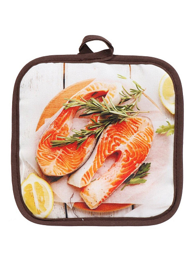 Прихватка 18х18 см, 100% полиэстер, Стейки из лосося, Y9-183
