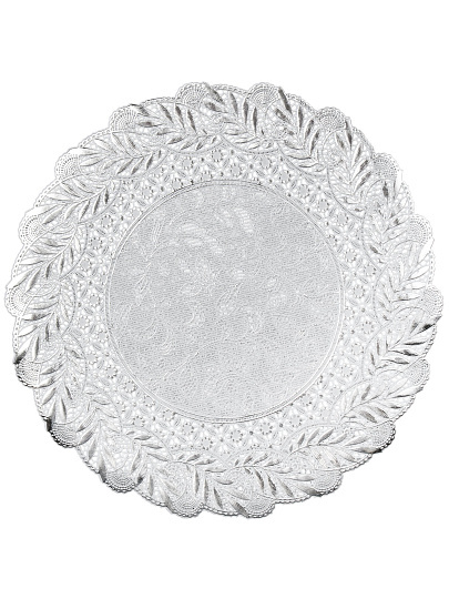 Салфетка для стола ПВХ, 30 см, круг, Grace, Лейс, серебро, LO-1007B