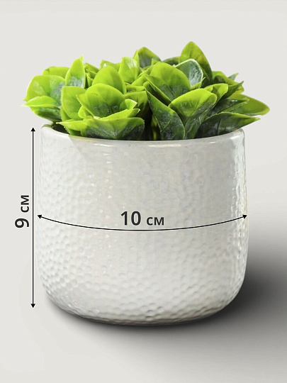 Кашпо керамика, 0.5 л, 10х9 см, белое, Сияние, Y4-8782