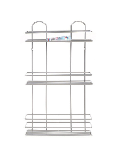 Полка для ванной металл, настенная, 3 яруса, прямая, 30х13.5х52 см, Пу-пр-054