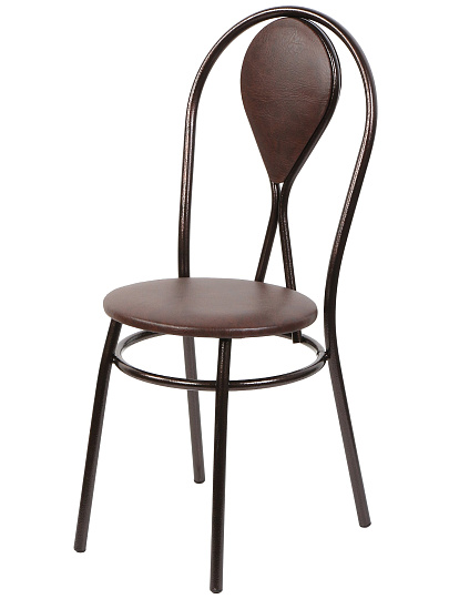 Стул 380х380х450 мм, полимер кожа, шоколад на коричневый, сиденье круглое, на металлических ножках, Венский К