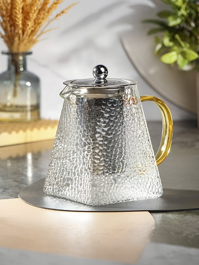 Чайник заварочный стекло, металл, 0.75 л, с ситечком, Мозаика, B050188