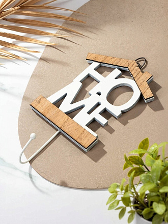 Ключница Home, 12х14.5 см, МДФ, 1 шт, на декоративном панно, A200149