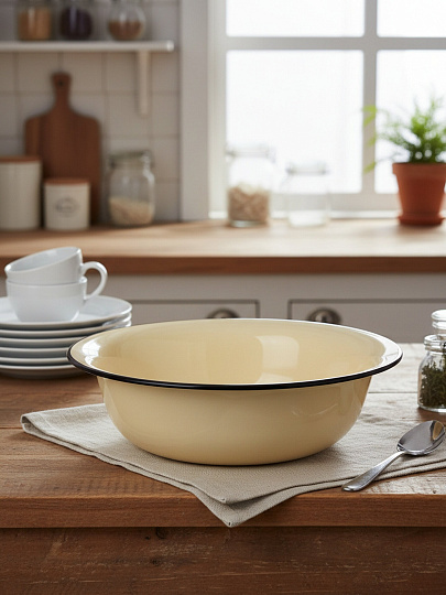 Таз металл, эмалированный, 12 л, круглый, слоновая кость, Керченский металлургический завод, 43004-242