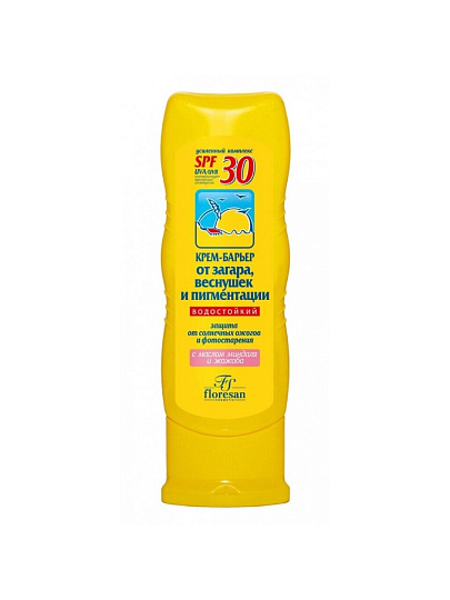 Крем от загара, Floresan, Барьер, SPF 30, 125 мл, водостойкий, от пигментации, 114-ФЛ