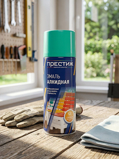 Эмаль аэрозольная, Престиж, универсальная, алкидная, глянцевая, бирюзовая, 520 мл