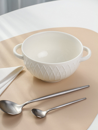 Бульонница фарфор, 650 мл, с ручкой, ТМ Глория, 202473